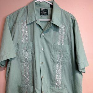 Guayabera Men's cuban Beach Wedding Short Sleeve Shirt XL